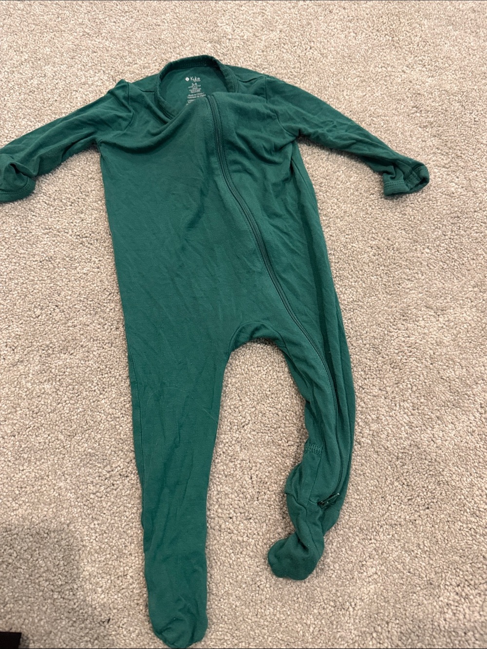 Kyte BABY Dark Green Footed Zipper One-Piece Pajama